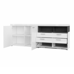 Buffet 220cm collection BONO 3 portes et 2 tiroirs. Couleur blanc et gris anthracite