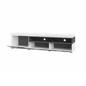 Meuble TV XL 190cm collection BONO. Couleur blanc et gris. 2 portes et 2 niches.