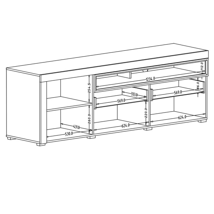 Meuble TV XL 190cm collection BONO. Couleur blanc et gris. 2 portes et 1 tiroir.