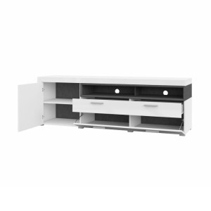 Meuble TV XL 190cm collection BONO. Couleur blanc et gris. 2 portes et 1 tiroir.