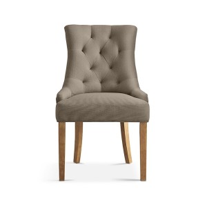 Chaise capitonnée en tissu pour salle à manger coloris taupe. Collection COSY