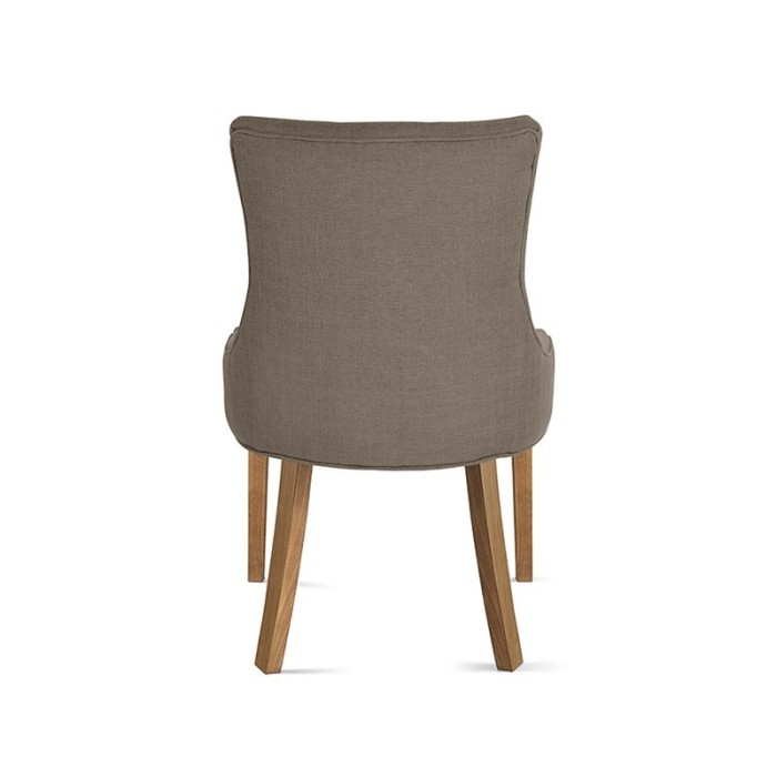 Chaise capitonnée en tissu pour salle à manger coloris taupe. Collection COSY
