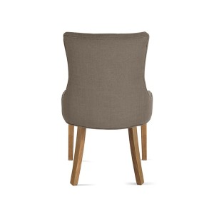 Chaise capitonnée en tissu pour salle à manger coloris taupe. Collection COSY
