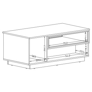 Table basse design collection BONO avec deux portes et une niche. Couleur blanc et gris.