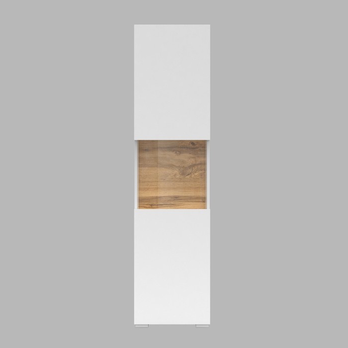 Vitrine 1 porte partiellement vitrée collection EVA. Couleur blanc et chêne.