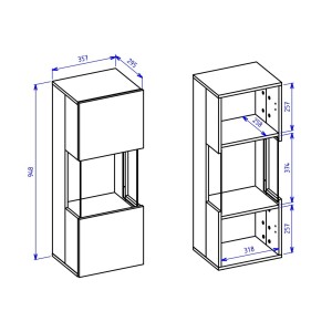 Petite vitrine suspendue 1 porte partiellement vitrée collection EVA. Couleur blanc et chêne.