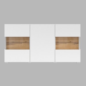 Buffet 120cm collection EVA 3 portes. Couleur blanc et chêne.
