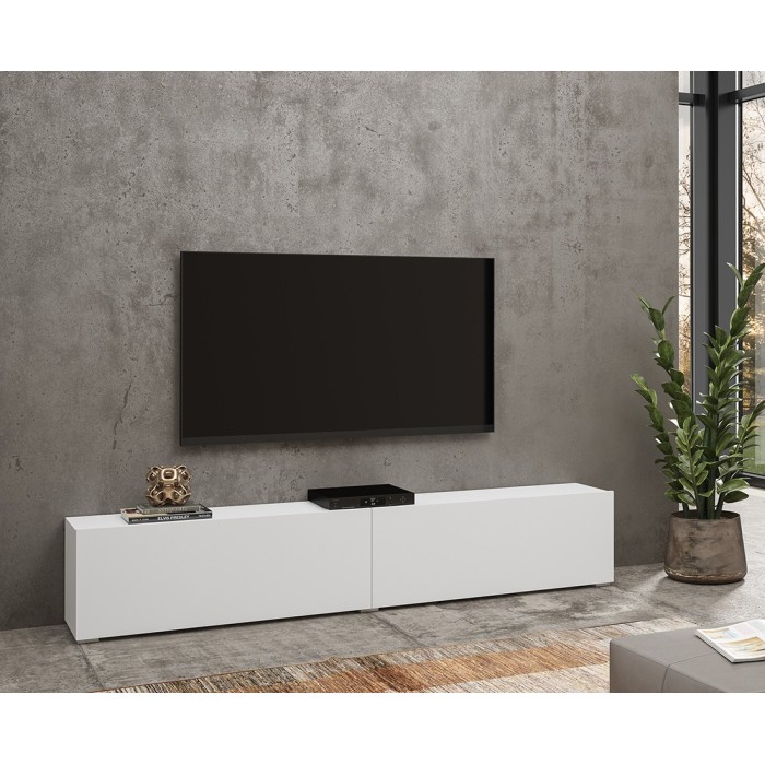 Ensemble de 4 meubles de salon collection EVA. Couleur blanc et chêne.