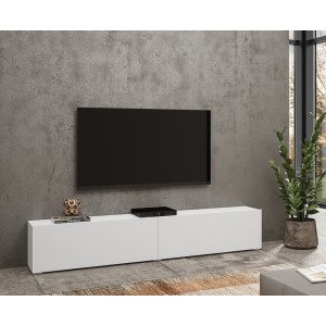 Ensemble de 4 meubles de salon collection EVA. Couleur blanc et chêne.