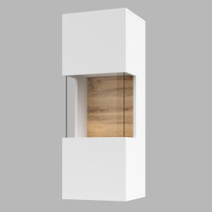 Ensemble de 4 meubles de salon collection EVA. Couleur blanc et chêne.