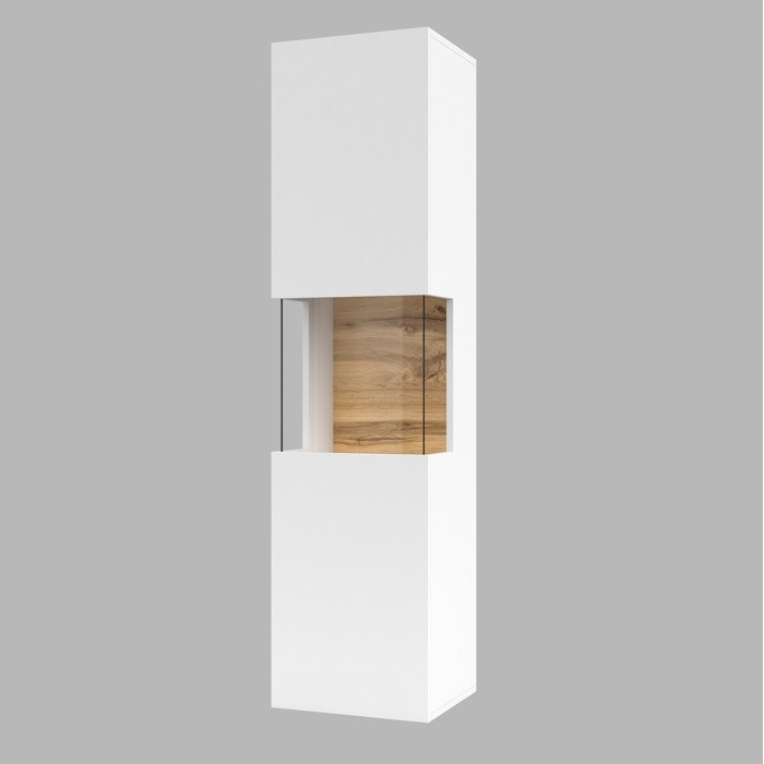 Ensemble de 4 meubles de salon collection EVA. Couleur blanc et chêne.