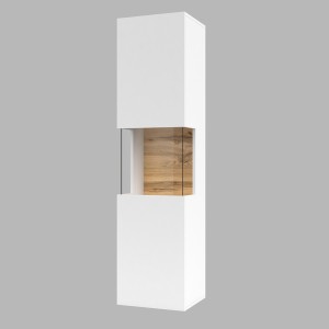 Ensemble de 4 meubles de salon collection EVA. Couleur blanc et chêne.