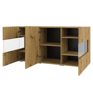 Buffet 120cm collection EVA 3 portes. Couleur chêne et noir.