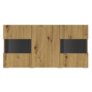 Buffet 120cm collection EVA 3 portes. Couleur chêne et noir.