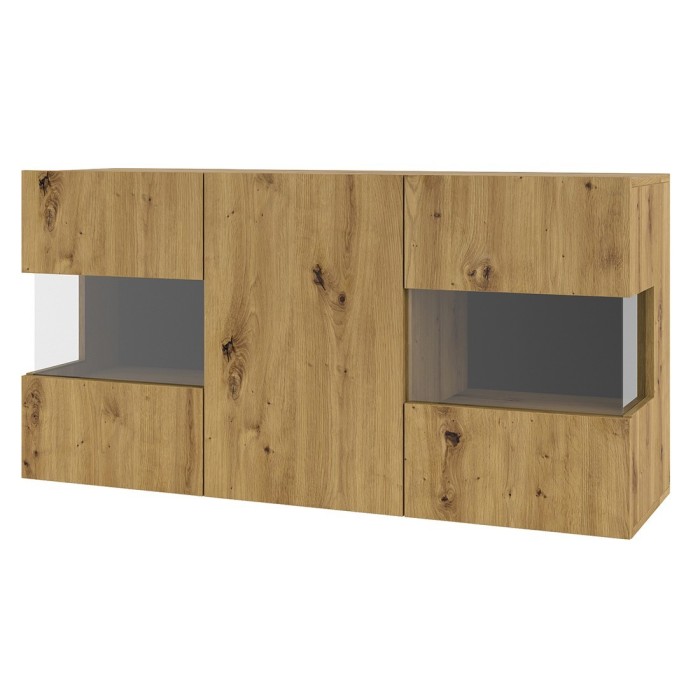 Buffet 120cm collection EVA 3 portes. Couleur chêne et noir.