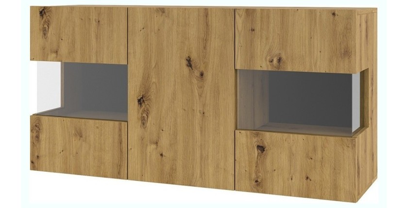 Buffet 120cm collection EVA 3 portes. Couleur chêne et noir.