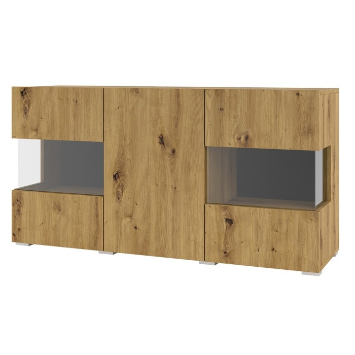 Buffet 120cm collection EVA 3 portes. Couleur chêne et noir.