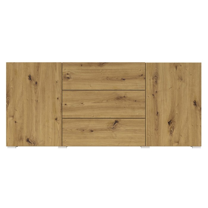 Buffet 140cm collection EVA 2 portes et 3 tiroirs. Couleur chêne et noir.