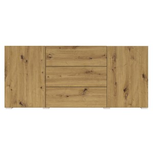 Buffet 140cm collection EVA 2 portes et 3 tiroirs. Couleur chêne et noir.