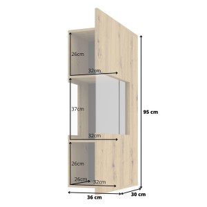 Ensemble de 4 meubles de salon collection EVA. Couleur chêne et noir.