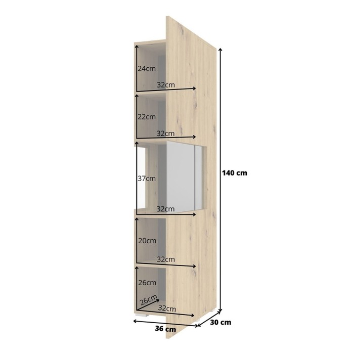 Ensemble de 4 meubles de salon collection EVA. Couleur chêne et noir.