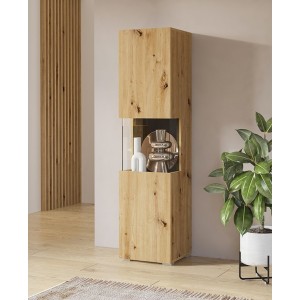 Ensemble de 4 meubles de salon collection EVA. Couleur chêne et noir.