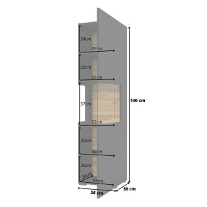Vitrine 1 porte partiellement vitrée collection EVA. Couleur noir et chêne.