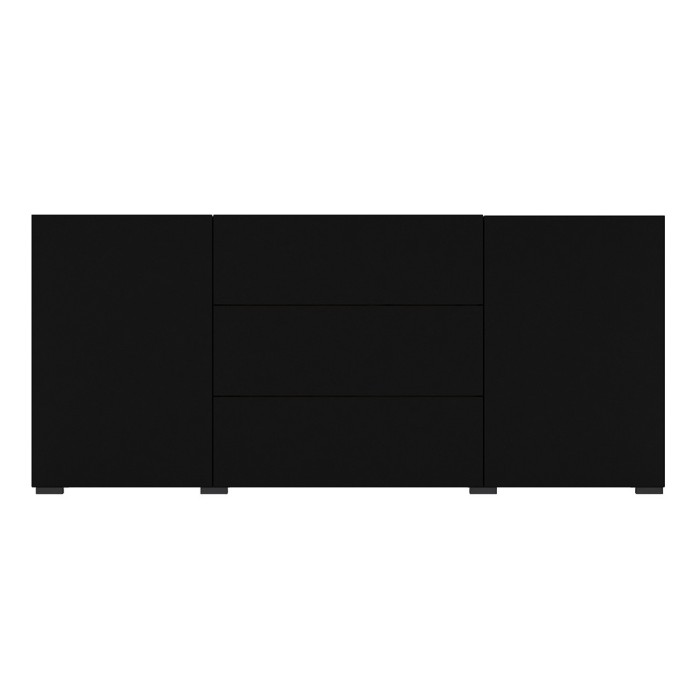 Buffet 140cm collection EVA 2 portes et 3 tiroirs. Couleur noir et chêne.