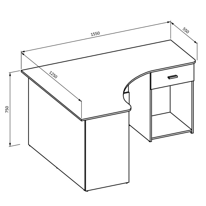 Bureau d'angle design avec nombreux rangements collection LOUANE coloris chêne et noir.