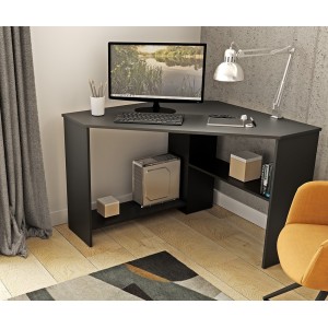 Bureau d'angle design collection KARO coloris noir.