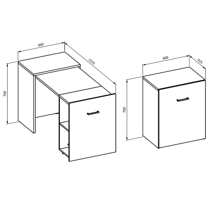 Bureau pliable spécial petite espace collection FLIP coloris chêne foncé.