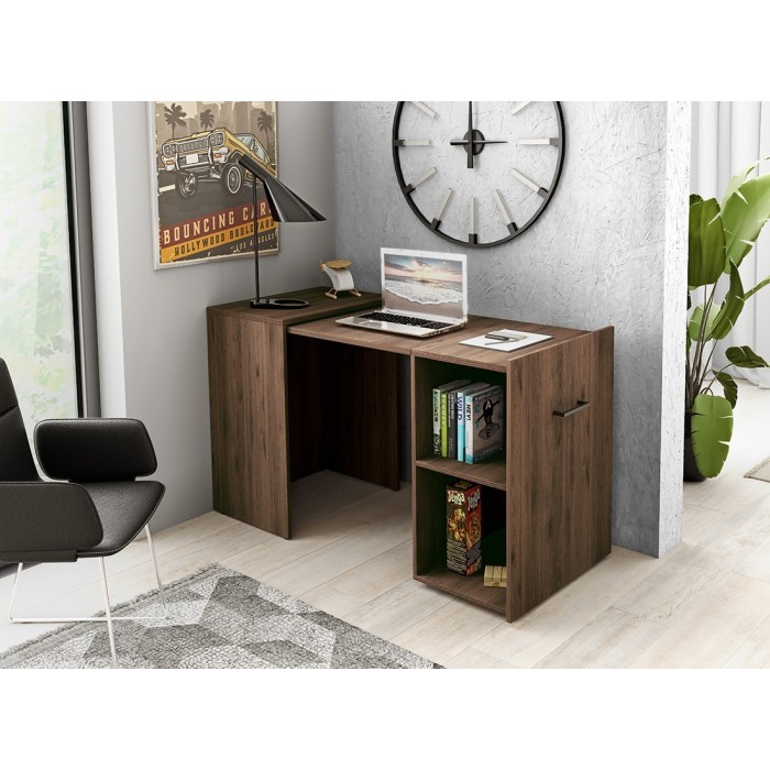Bureau pliable spécial petite espace collection FLIP coloris chêne foncé.