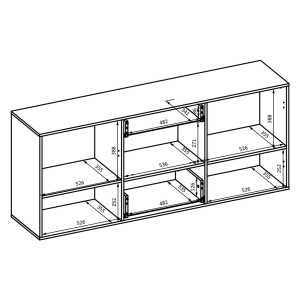 Buffet 165cm collection KOBEE 3 portes et 2 tiroirs. Couleur blanc et chêne.