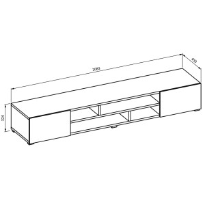 Meuble TV 210cm couleur chêne collection KOBEE. Meuble à poser ou à suspendre.