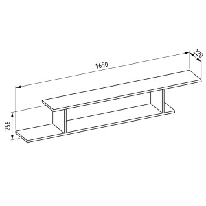 Étagère murale 165cm coloris chêne foncé et noir mat collection ONYXIA