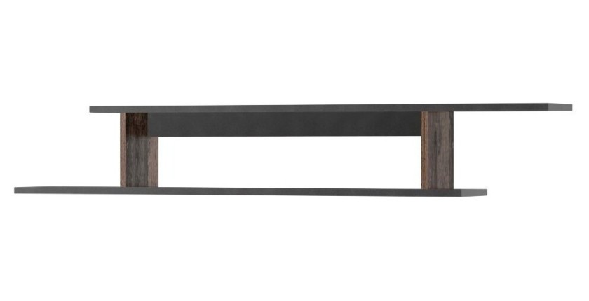 Étagère murale 165cm coloris chêne foncé et noir mat collection ONYXIA