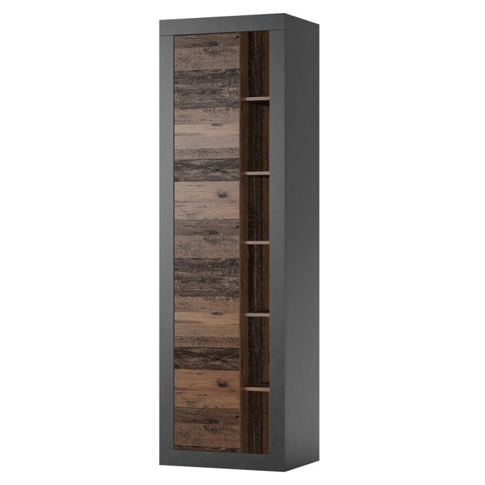 Bibliothèque Design Avec Une Porte Et Niches Apparentes Coloris Chêne Et Noir Mat Collection Onyxia