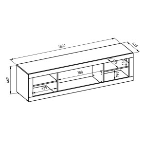 Meuble TV 180cm couleur chêne foncé et noir mat collection ONYXIA.