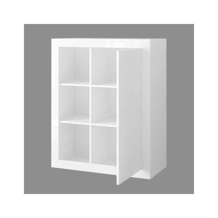 Bibliothèque design petit modèle avec une porte et niches apparentes coloris chêne foncé et noir mat collection ONYXIA.