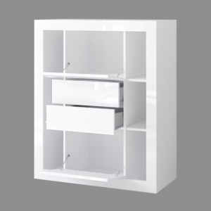 Bibliothèque design avec de nombreux rangements coloris chêne foncé et noir mat collection ONYXIA.