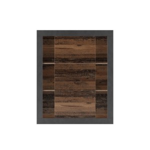 Bibliothèque design avec de nombreux rangements coloris chêne foncé et noir mat collection ONYXIA.