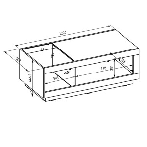 Table basse design collection ONYXIA avec plateau en parti vitré. Couleur chêne foncé et noir mat.