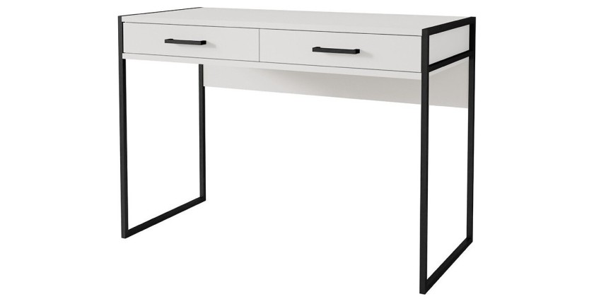 Bureau console avec 2 tiroirs collection JAINA coloris blanc et noir
