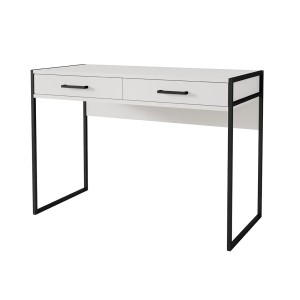 Bureau console avec 2 tiroirs collection JAINA coloris blanc et noir