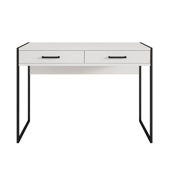 Bureau console avec 2 tiroirs collection JAINA coloris blanc et noir