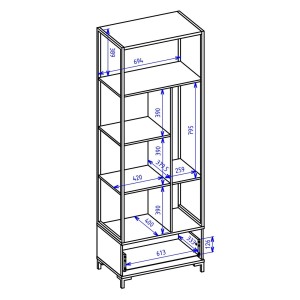 Bibliothèque design avec de nombreux rangements coloris chêne et noir collection JAINA.
