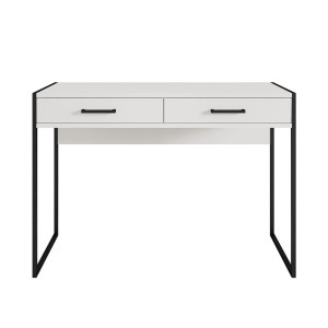 Ensemble bureau console et bibliothèque collection JAINA coloris blanc et noir