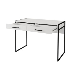 Ensemble bureau console et bibliothèque collection JAINA coloris blanc et noir