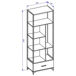Ensemble bureau console et bibliothèque collection JAINA coloris chêne et noir