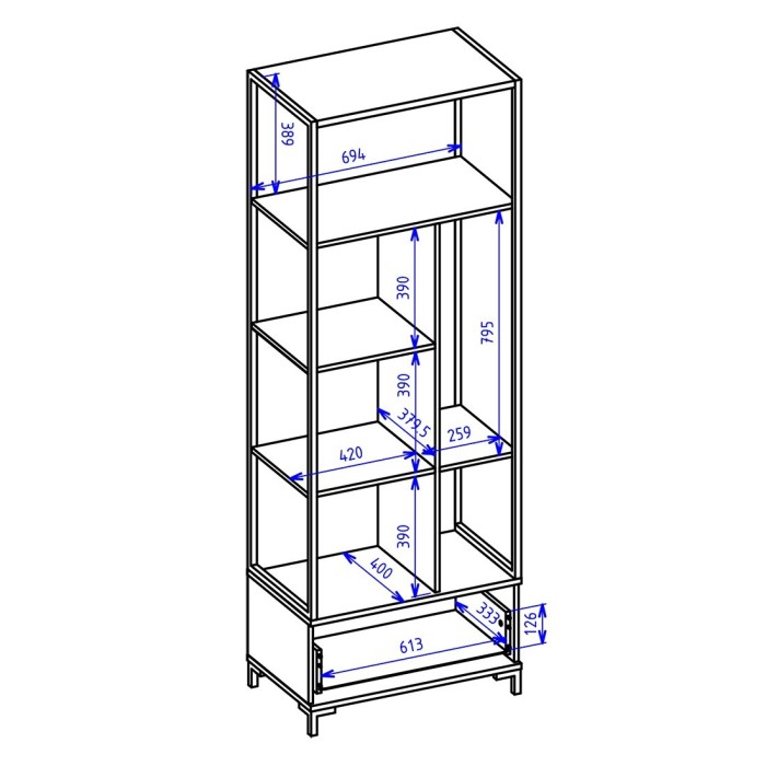 Ensemble bureau console et bibliothèque collection JAINA coloris chêne et noir